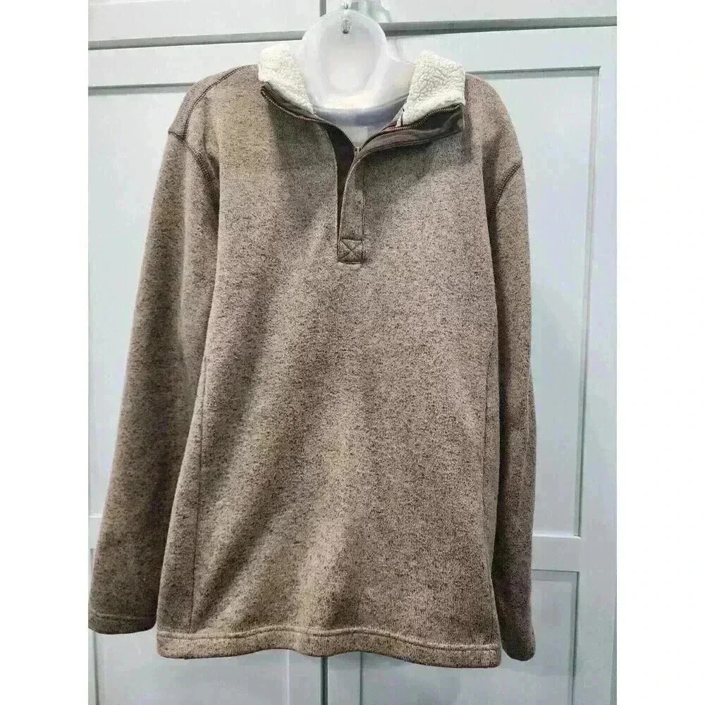 Weatherproof Vintage Quarter Zip Sweater XL Sherpa Fleece Collar Brown